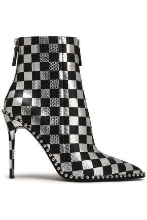 Women's Eri Checked Metallic Snake-effect Leather Ankle Boots