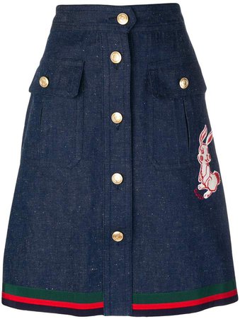 button front A-line skirt