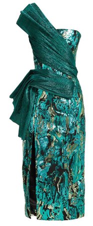 Helpern: Asymmetric plissé-panel sequinned dress |NOMU
