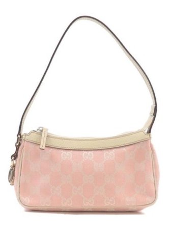 Gucci GG Canvas Leather Shoulder Purse Pouch in Pink