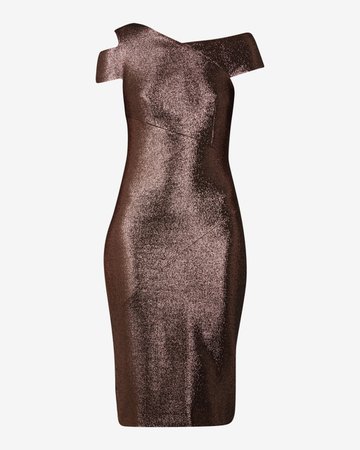 Midi metallic bodycon dress - Brown | Dresses | Ted Baker UK