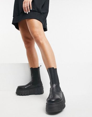 ASOS DESIGN Alana chunky chelsea boots in black | ASOS