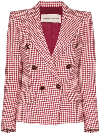 Alexandre Vauthier Double-Breasted Houndstooth Blazer 201JA802BIS02011205 Red | Farfetch