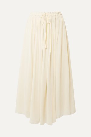 Silk-crepon Midi Skirt - Ivory