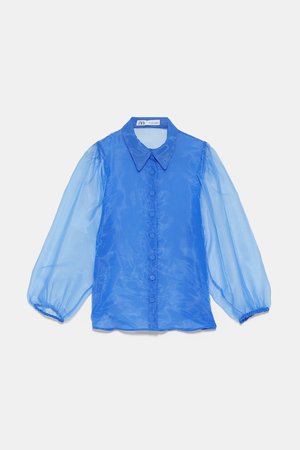ORGANZA BLOUSE WITH FULL SLEEVES - View All-SHIRTS | BLOUSES-WOMAN | ZARA United States blue