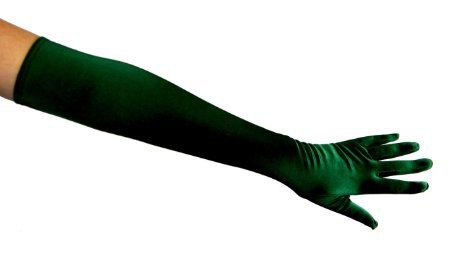 green velvet opera gloves