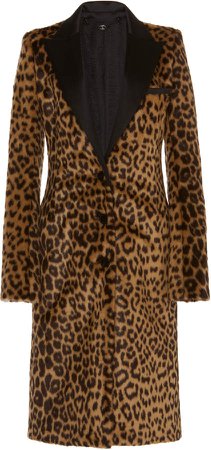Leopard-Print Faux Fur Coat Size: 34