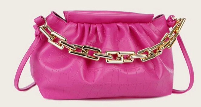 SHEIN PINK Chain Ruched Bag