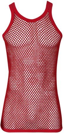 Amazon.com: Mens 100% Cotton Fitted Muscle Fishnet String Vest Tank Top Mesh (Small, Red): Gateway