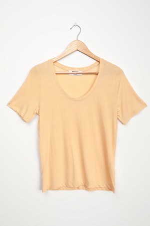 Comfy Yellow Tee - Scoop Neck Tee - Casual Basic T-Shirt