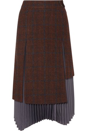 Andersson Bell | Marcia layered wool and alpaca-blend and pleated satin skirt | NET-A-PORTER.COM