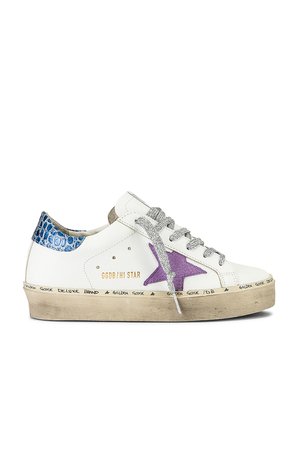Golden Goose Hi Star Sneaker in White, Lavender, & Blue | REVOLVE