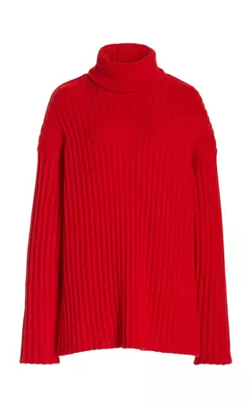 Laquan Smith Women's Ribbed Knit Turtleneck Sweater In Red | ModeSens