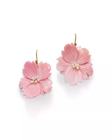ANNETTE FERDINANDSEN DESIGN 18K Yellow Gold Pink Conch Wild Rose Drop Earrings