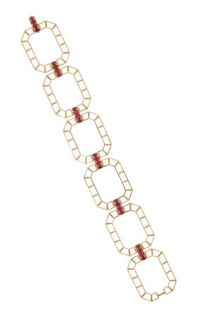 Skeleton 18k Yellow Gold Ruby Bracelet By Gemella Jewels | Moda Operandi
