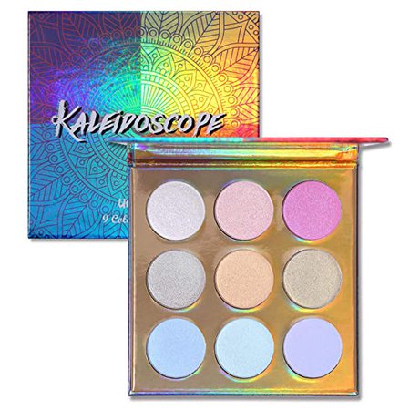 Amazon.com: UCANBE Kaleidoscope Holographic Highlighter Makeup Palette Kit, 9 Color Polarized Shimmer Illuminating Glow Highlighting Bronzers Powder Set, Laser Outer Packaging with Mirror Cosmetics: Beauty