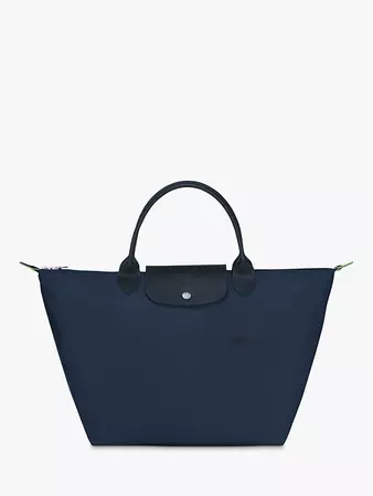 Longchamp Le Pliage Recycled Canvas Medium Top Handle Bag, Rich Navy at John Lewis & Partners
