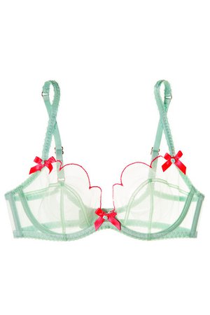 Agent Provocateur | DD+ Lorna bow-embellished tulle underwired bra | NET-A-PORTER.COM