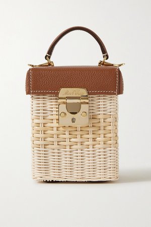 Light brown Grace Cube rattan and textured-leather tote | Mark Cross | NET-A-PORTER