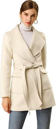 Amazon.com: Allegra K Women's Shawl Collar Lapel Double Breasted Winter Belted Coat with Pockets : Clothing, Shoes & Jewelry