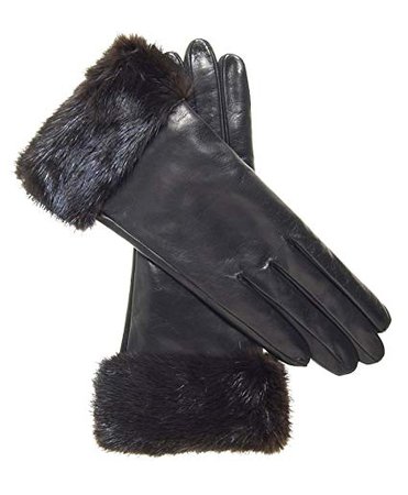 Fratelli Orsini Italian Cashmere Lined Leather Gloves With Mink Cuff