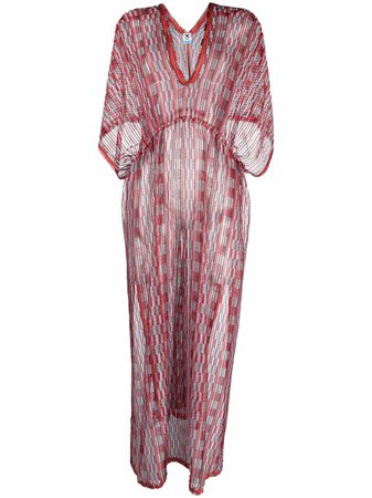 Shop M Missoni sheer signature-weave kaftan dress with Express Delivery - FARFETCH