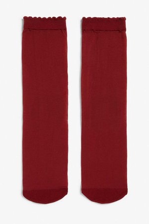 Sleek socks - Wine red - Socks & Tights - Monki GB