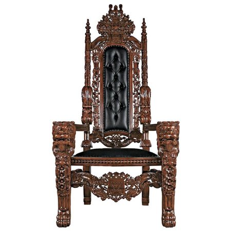 The Lord Raffles Leather Lion Throne Chair - Design Toscano
