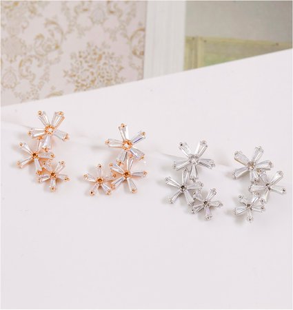 SOO & SOO Flower Silhouette Crystal Flower Earrings | Earrings for Women | KOODING