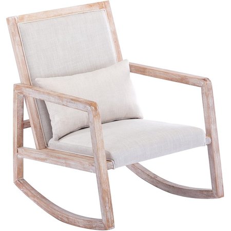 Rocking Chair with Detachable Lumbar Pillow, Mid-Century Modern Nursery Rocking Armchair Upholstered Tall Back Accent Glider Rocker for Living Room, Bedroom(Beige) - Walmart.com