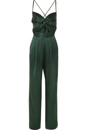 Michelle Mason | Twist-front cutout silk-satin jumpsuit | NET-A-PORTER.COM