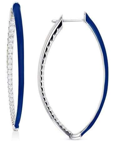 Macy's Cubic Zirconia & Enamel In & Out Oval Hoop Earrings & Reviews - Earrings - Jewelry & Watches - Macy's