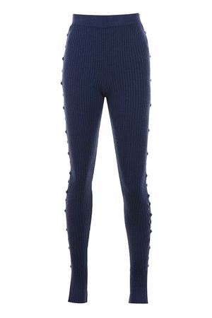 Clothing : Loungewear : 'Belong' Navy Ribbed Knit Open Work Trousers