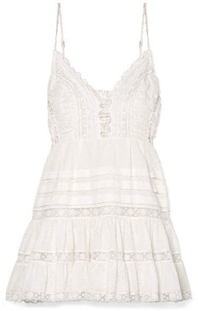 Iris Lace-paneled Swiss-dot Cotton Mini Dress - Ivory