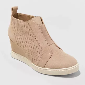 Women's Kolie Microsuede Wedge Sneakers - A New Day™ Taupe 6.5 : Target