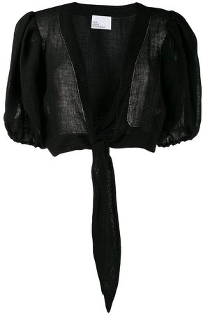 cropped tie-front blouse