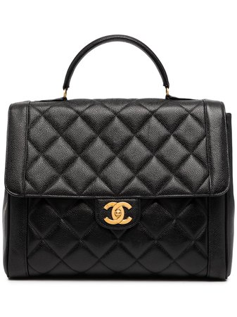 Chanel Pre-Owned 1995 CC diamond-quilted briefcase - FARFETCH
