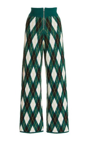 Deck Argyle Cotton-Blend Straight-Leg Pants By Staud | Moda Operandi