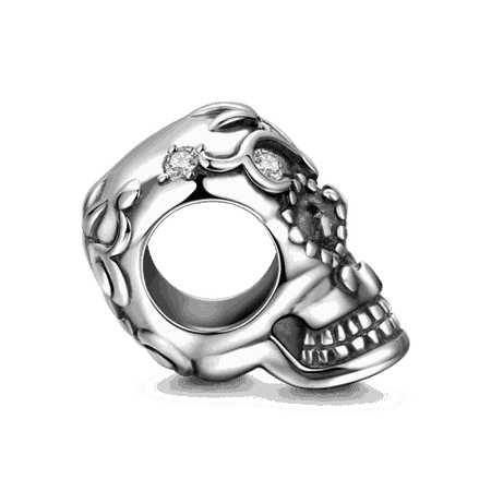 Silver Scary Skull Charm with Swarovski Crystal - New1