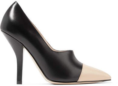 Two-tone Leather Pumps - Black