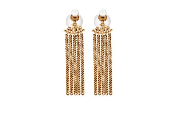 DIOR TRIBALES CHAIN EARRINGS Antique Gold-Finish Metal