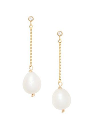 Shop Brinker + Eliza Nina 14/20 Gold-Filled, Pearl & White Topaz Drop Earrings | Saks Fifth Avenue