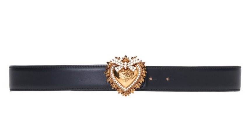 Dolce & Gabbana Leather Belt with Embellished Heart Buckle