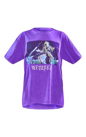 Purple Beetlejuice Halloween Washed Printed T Shirt | PrettyLittleThing USA