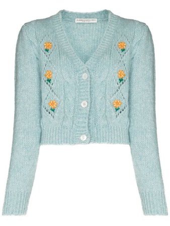 Alessandra Rich floral-embroidery V-neck Cardigan - Farfetch