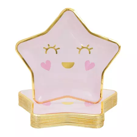 Blue Panda 48 Pack Pink Star Paper Party Plates For Girls Twinkle Little Star Baby Shower Supplies Decorations, 9 In : Target