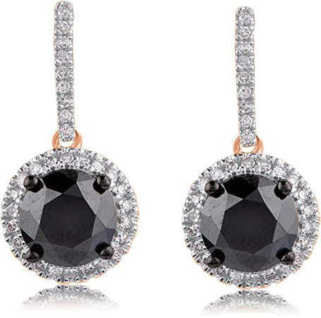 Amazon.com: 3.25 Carat Diamond Earrings 18K Rose Gold Natural White Diamond (I-J Color, I3 Clarity) and Treated Black Diamond Drop Earrings for Women Diamond Jewelry Gifts for Women: Clothing