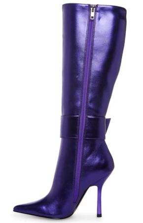 purple knee high boots