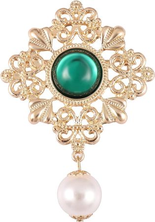 Amazon.com: Sisslia Green Pearl Rhinestone Brooch Broach Large Pearl Brooch Pins for Women women's brooches & pins Wedding Anniversary New year Christmas Halloween Brooch: Clothing, Shoes & Jewelry