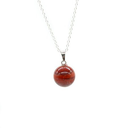 Semi Precious Natural Red Jasper Sphere Minimalist Necklace | Etsy